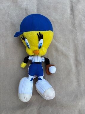 Yellow and Blue Tweety Plush Baseball Player Bird Plush Toy - 11 inch